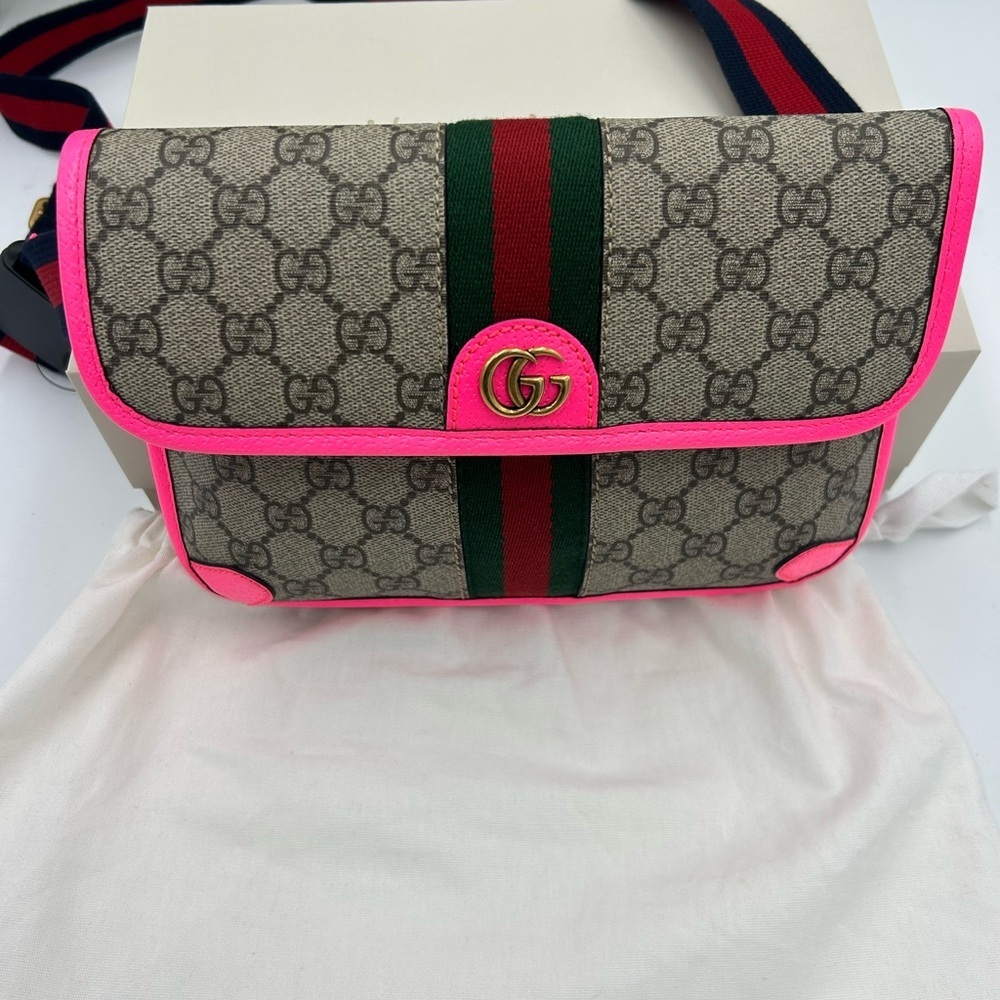 SOLD!!!!!  Women's Gucci OPHIDIA GG supreme canvas belt bag web stripe 80 cm NWT - Picture 3 of 14